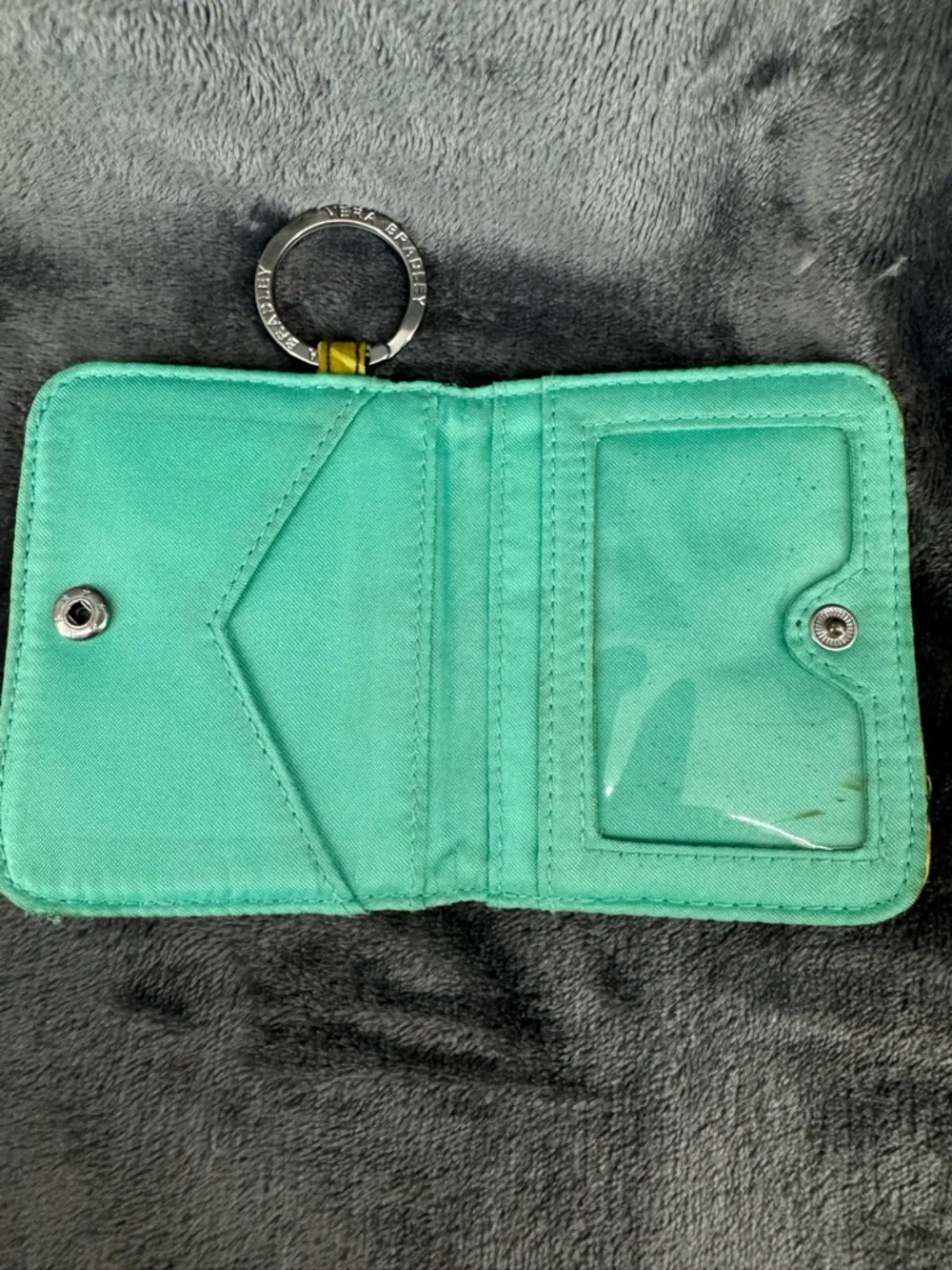 Vera Bradley Flower Shower Cotton Campus Double ID Card Holder Brown Teal Orange